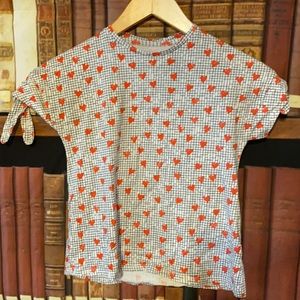 CRR Girls Size 8 Grid Hearts short‎ sleeve shirt